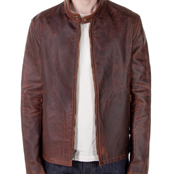 Schott NYC Unlined Cowhide Cafe Racer Leather Jacket - Picture 6 of 9